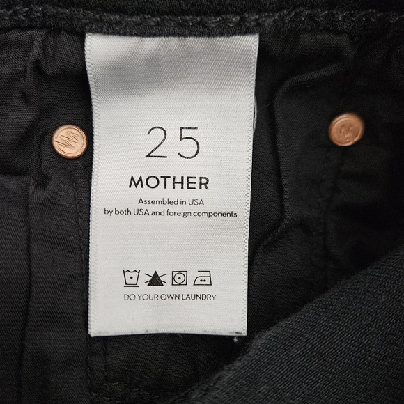 Mother Insider Crop Step Fray Jeans Not Guilty Black Mid Rise Denim - Picture 7 of 9